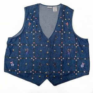 Denim Embroidered Vest